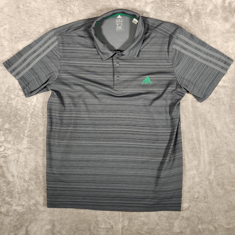 Adidas Polo Shirt Mens Large Gray Excellent Climalite Short Sleeve Z75074